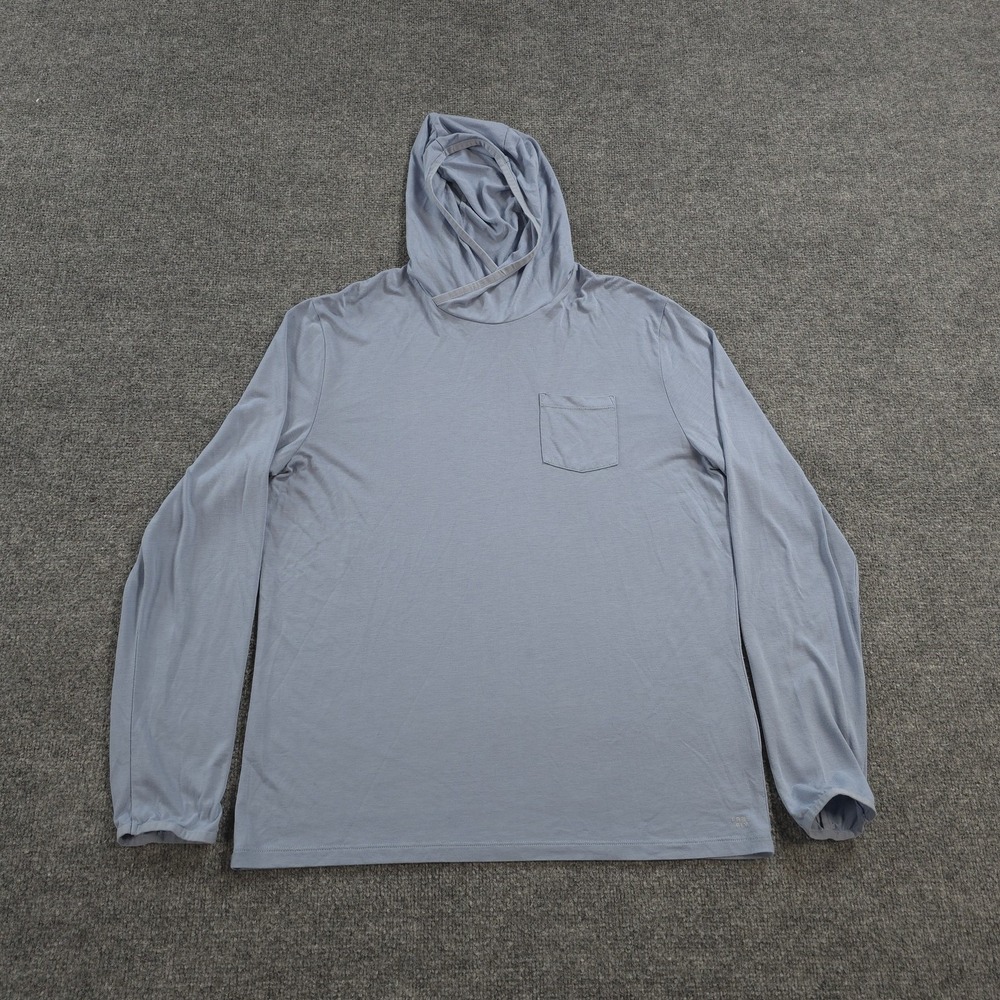 Free Fly Hoodie Mens Large Blue Pullover Bamboo Lightweight Sun Shirt Thumbholes